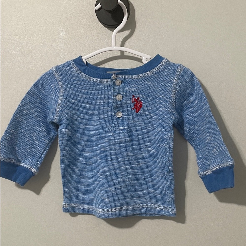 U.S. Polo Assn. Long Sleeve Henley with Red Embroidery Logo 12Months